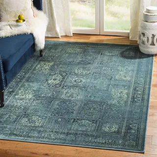 SAFAVIEH Traditionell Teppich für Wohnzimmer, Esszimmer, Schlafzimmer - Vintage Collection, Kurzer Flor, Türkis und Multi, 122 X 170 cm