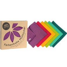 divata bunte MINI Mulltücher 6er Set Rainbow, ca. 35x35 cm - kleine, farbige Baby Spucktücher, Mull-Waschlappen, Oeko-Tex-Zertifiziert