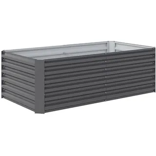 Outsunny Hochbeet Metall 180 x 90 x 57,5 cm Tief Gartenbeet mit Offenem Boden Stützstange , Dunkelgrau , 90x57.5x180 cm , Gartenzubehör, Hochbeete