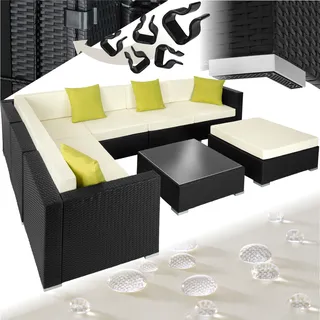 tectake® Aluminium Rattan Lounge Marbella wetterfest und UV-beständig Dicke der Polster 10 cm