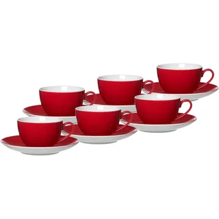Ritzenhoff & Breker Tasse »Kaffeetassen mit Untertassen Doppio 200 ml 6er Set«, rot