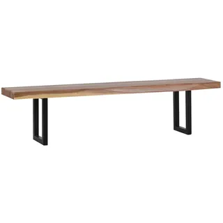 Sitzbank 'Vanaja' 200 cm, Teak/Antikschwarz Massivholz, Metall Teak