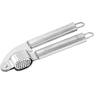 Fackelmann Knoblauchpresse OVALGRIFF, praktischer Küchenhelfer aus rostfreiem Edelstahl, Knoblauchschneider mit ergonomischem Griff (Farbe: Silber), Menge: 1 Stück