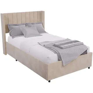 Juskys Polsterbett Savona beige 120 x 200 cm , Beige , Holzwerkstoff , 120x200 cm , Schlafzimmer, Betten, Polsterbetten