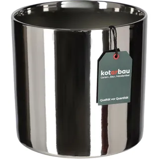 KOTARBAU® Glänzend Blumentopf ⌀ 230 mm Zylinder Pflanztopf aus Keramik dekorativer Übertopf Silber Pflanzkübel Blumenkübel für Zimmerpflanzen Gartentopf