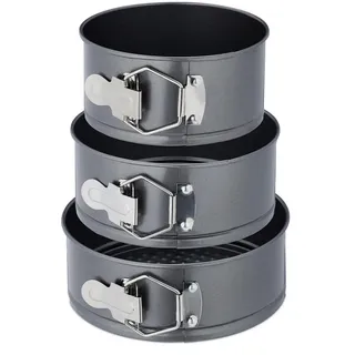 Relaxdays Springform Set 3 runde Backformen Ø 14, 16, 18 cm
