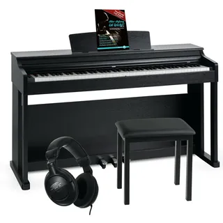 McGrey DP-19 SM E-Piano Set - 88 gewichtete Tasten mit Hammermechanik und Anschlagdynamik - 8 Klänge - Tastaturabdeckung - inkl. Klavierbank, Kopfhörer und Klavierschule - Schwarz matt