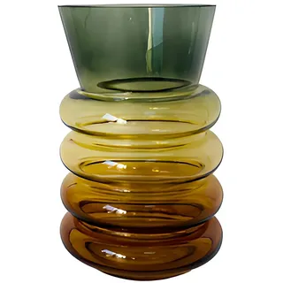 Kasanova 1 Dekorative Glasvase mit Kreisen-20 cm grün, Glas
