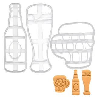 3er Set Biergläser Ausstechformen (Formen: Bierflasche, Weizenglas und Bierkrug), 3 Teile, Bakerlogy
