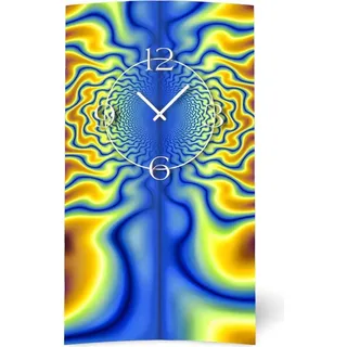 Psychodelic Techno hochkant Designer Wanduhr modernes Wanduhren Design leise kein ticken dixtime 3DS-0242 - Blau