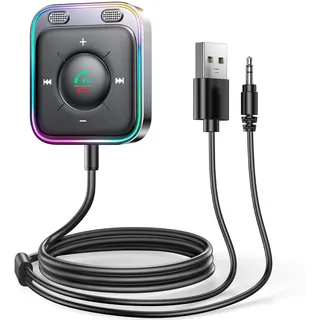 JOYROOM 2025 Aux Bluetooth Adapter Auto mit Freisprecheinrichtung,【Hi-Fi Stereo Audio】 USB Bluetooth 5.4 Adapter【Plug & Play】 KFZ Bluetooth Empfänger Klinke Aux für Auto Lautsprecher, Verstärker