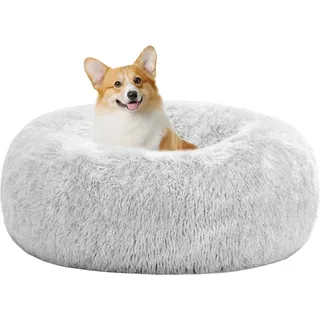 Orthopädisches Hundebett rund Hundekissen Hundesofa Katzenbett Donut Kuscheliges Hundekorb Waschbar 70 cm Ø Hellgrau - Hellgrau