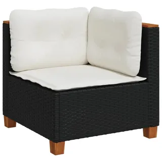 vidaXL Garten-Ecksofa mit Kissen Schwarz Poly Rattan - Schwarz