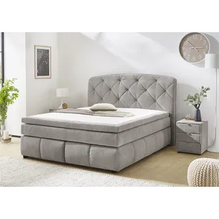Jockenhöfer Gruppe Boxspringbett »Mila erhältlich in der Größe 180x200cm« Kaltschaumtopper, 7-Zonen-TTFK-Matratze, mehrere Härtegrade wählbar grau