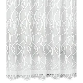 Sehlbach Fertigstore mit Kräuselband, Jacquard Wellen, Weiß, 300 x 125 cm Gardinen, Elegante Ausstrahlung, Einfaches Anbringen, Zeitloses Design, Viel Tageslicht