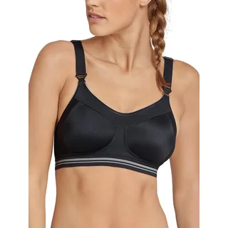 Schiesser Damen Sport BH High Impact Bra Active 70-95 Cup A-C 75-95 Cup D-E Schwarz Weiss, Größe:75D, Farbe:Schwarz (000)