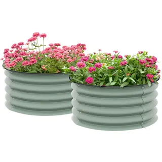 Outsunny Hochbeet 2er-Set aus Stahl , Grün , Metall , 60x30x60 cm , Gartenzubehör, Hochbeete