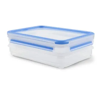 Emsa Frischhaltedose rechteckig transparent/blau 7,7 cm hoch 2 x 0,6 l 2-teilig