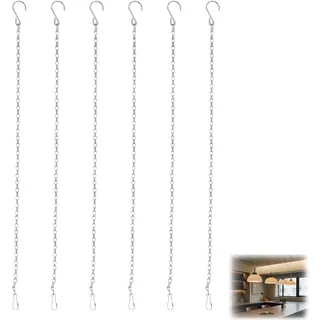 Dstarymnix Blumenampel Ketten 50 cm Silber Metallkette mit S-Haken und Clip, 6 Stück Stahlkette zum Aufhängen für Blumentöpfe, Laternen, Vogelhaus und Windlichter, Balkon Garten Deko Tragkraft bis 5kg