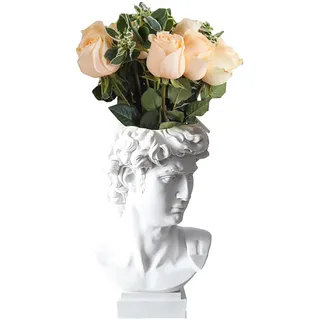 Ruilonghai David-Statue, Blumenvase, Statuenkopf, Blumenvase, David-Kopf, Büste, Skulptur, Griechische David-Statue, David-Skulptur, Dekorationskopf, Dekorative Vase, Stifthalter