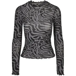 URBAN CLASSICS Turtleneck Top Aop Mesh Grau/Schwarz M