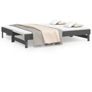 Tagesbett Ausziehbar Grau 2x(80x200) cm Massivholz Kiefer - Grau
