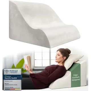 Lesekissen für Bett und Sofa, Bequemes Rückenkissen mit Memory Foam, Reflux Kissen verwendbar als Keilkissen Bett, Bettkissen Rückenlehne oder Kopfende, Gemütlicher Bettkeil als angenehme Rückenstütze