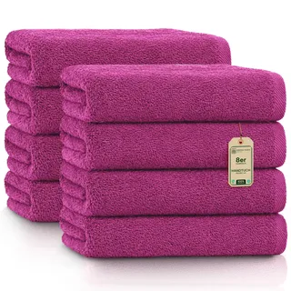 NatureMark Handtücher - Set mit 8 Stück – 100% Baumwolle, Weich & Saugfähig, Premium Qualität für Badezimmer, Spa und Fitness, 50 x 100 cm, Pink