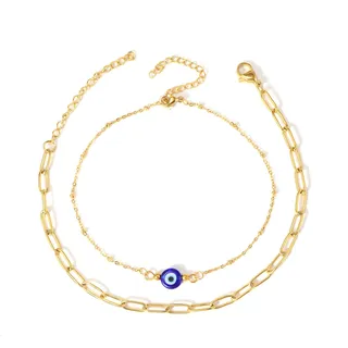 MANVEN Blaues Auge Nazar Fußkettchen Damen Mädchen Edelstahl Wasserdicht Geschichtet fußkettchen Gold Fußkette Damen Mädchen Geburtstagsgeschenk