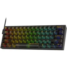 Redragon K617 60% kabelgebundene RGB-Gaming-Tastatur, 61 Tasten, kompakte, vollständig transparente Tastatur, schallabsorbierende Schaumstoffe, durchscheinender benutzerdefinierter Schalter