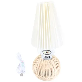 Kleine Tischlampe, Nachttisch, Nachttisch, Mini, für Schlafzimmer, Wohnzimmer, Seite, Rattan, plissiert, ästhetischer Vintage-Stil