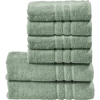 Handtuch Set DONE. "Daily Uni", grün (agave grün), 6 tlg., 4 Handtücher (50x100cm), 2 Duschtücher (70x140cm), Walkfrottier, Walkfrottier, Obermaterial: 100% Baumwolle, Handtuch-Sets, Handtuch Set