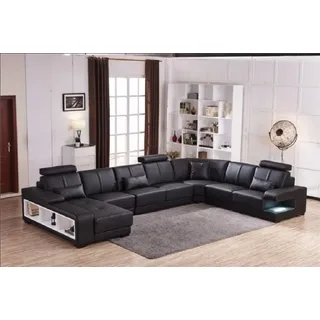 Ecksofa U Form XXL BIG Polster Couch Neu JVmoebel - Schwarz