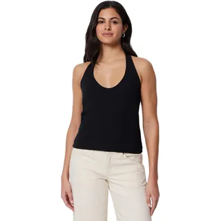 Amazon Essentials Damen Geripptes Halter-Neckholder-Top aus Baumwolle, Schwarz, XL
