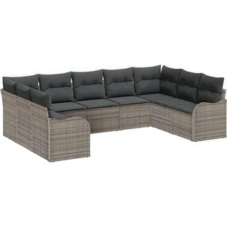 vidaXL Gartensofa-set 9 pcs Grau Poly-Rattan - Grau