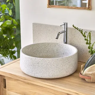 Milos - Rundes Waschbecken aus Premium-Terrazzo White ∅ 40 cm