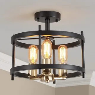 Saint Mossi Deckenlampe Schwarz, Kronleuchter Modern Gold, Deckenlampe Wohnzimmer E27 Sockel 3-Lichter Deckenleuchte