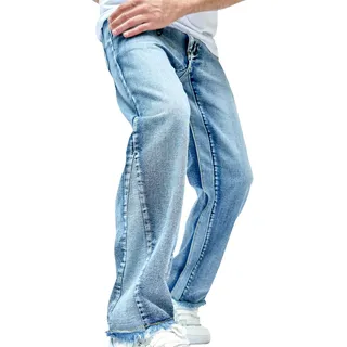 Generisch Baggy Jeans Herren 90S Jungs Lange Pants Jeanshose Männer Skater Leicht Streetwear Baggy-Jeans Hellblaue Straight Loose Fit Hose Cargo Jeans Blau 28-38