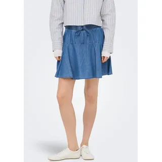 Hosenrock ONLY "ONLBEA ELAS STRING CUT SKORT DNM", Damen, Gr. XS (34), medium blau denim, Denim/Jeans, Obermaterial: 65% Baumwolle, 35% Lyocell, unifarben, kurz, Röcke Hosenrock, Baumwollmischung
