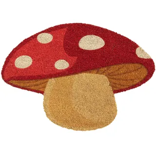 Fisura - Fußmatte außen Pilz Fußmatte aus Kokosnuss mit Rutschfester PVC-Rückseite. Fußabtreter für den Eingang. Handbemalt. Abmessungen: 70 x 40. Natürlich und schwarz.