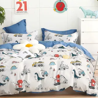 KEAYOO Kinderbettwäsche 135x200 für Jungen und Mädchen Süß Dinosaurier Muster Bettwäsche mit Reißverschluss Baumwolle 135x200cm+80x80cm 2tlg