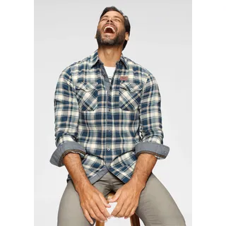 Arizona Flanellhemd, Modisches Großkaromuster, blau