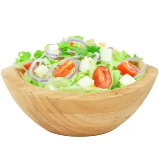 Relaxdays Salatschüssel, Bambus, oval, HxBxT: 8 x 20 x 18 cm, Servierschüssel für Salat, Snacks, Obstschale, Natur