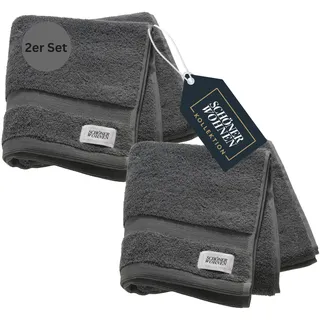 SCHÖNER WOHNEN 2er Set Premium Handtuch 50x100 cm - saugstark - Luxus Handtücher Anthrazit 2teilig - 100% Baumwolle - flauschig weich - als Handtuch-Set kombinierbar - Frottiertücher - Öko-Tex