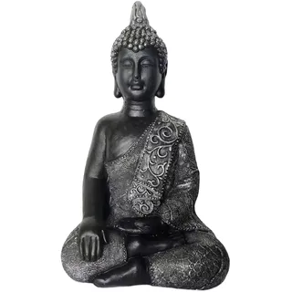 Relaxdays Buddha Figur sitzend 45 cm Anthrazit