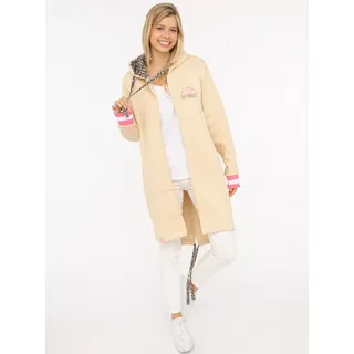 Zwillingsherz Langmantel »Wild and Happy« mit Leo Details, Reißverschluss, Taschen und großem Stickmotiv, beige