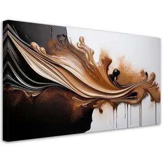 Feeby Bilder Kunstdruck Abstrakt Braun 3D-Effekt Farbe 80x40cm , Textil , Rechteckig , 80x40 cm , Bilder & Rahmen, Bilder, Leinwandbilder