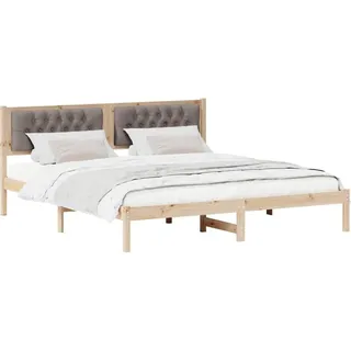 vidaXL Bettrahmen mit Kopfteil Taupe 160 x 200 cm Massives Kiefernholz - Braun