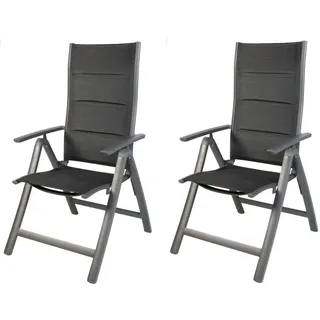 LINDER EXCLUSIV Gartensessel Comfort 6-fach verstellbar 72 x 60 x 111 cm schwarz 2 St.