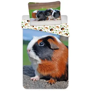Jerry Fabrics Bettwäsche Wendemotiv Meerschweinchen Guinea Pig Haustier, Bettdeckenbezug 140x200 cm Kopfkissenbezug 70x90, 100 Baumwolle Reißverschluss, Mehrfarbig, 20BS411